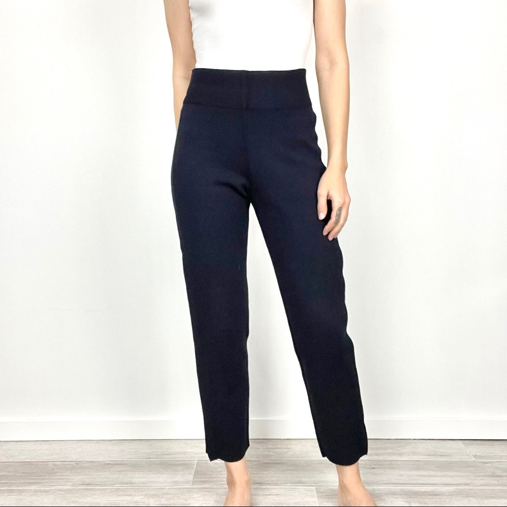 Massimo Dutti Knit Pull-On Trousers Navy Blue Size XS